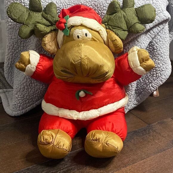 Vintage Plush Creations 1993 nylon parachute plush Christmas moose large - Picture 1 of 9